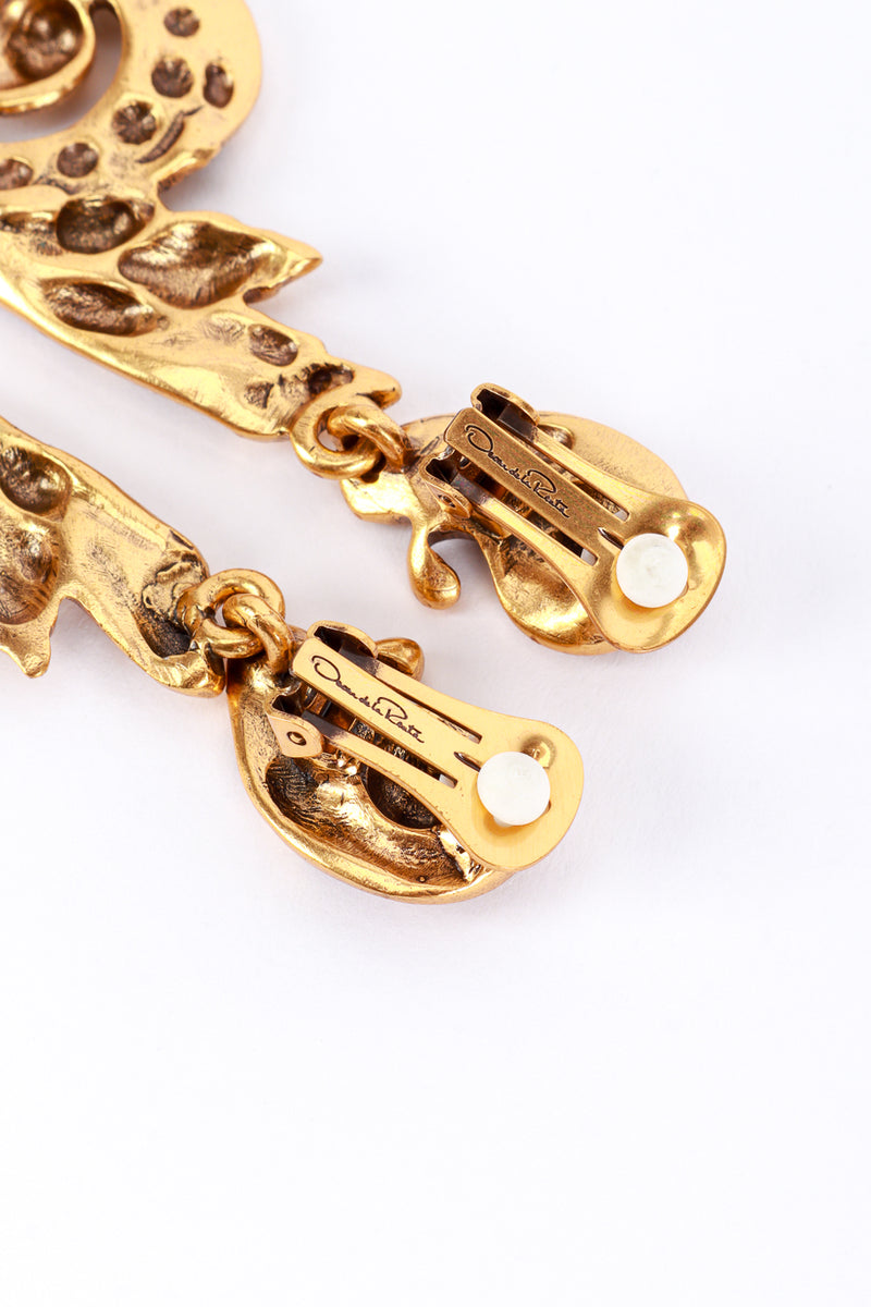 Vintage Oscar de la Renta Acanthus Scroll Drop Earrings signature @recess la