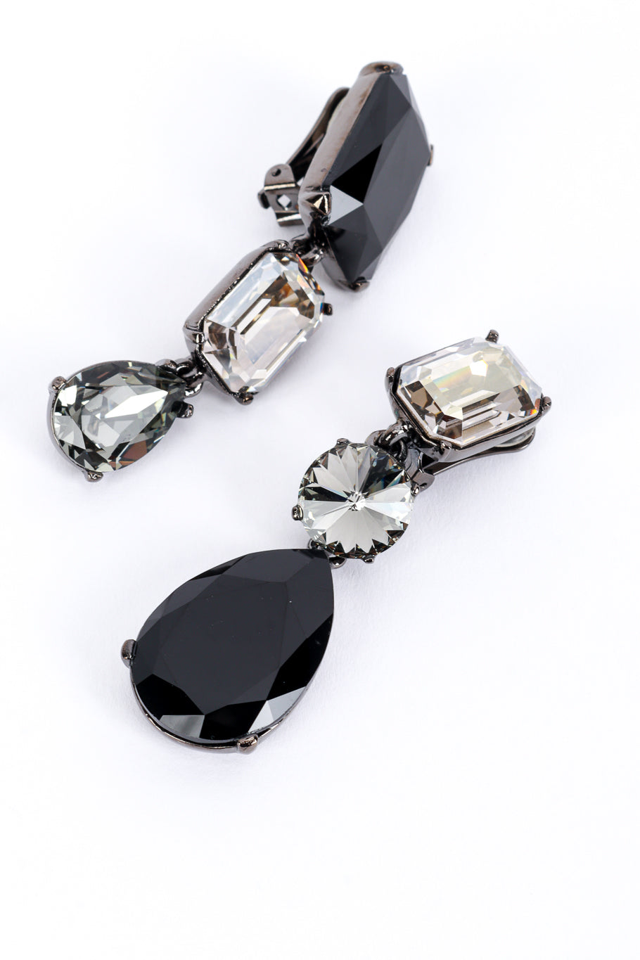 Vintage Oscar de la Renta Dark Crystal Gem Drop Earrings detail @RECESS LA