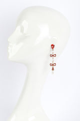 Vintage Oscar de la Renta Crystal Bows & Pearl Drop Earrings worn @RECESS LA