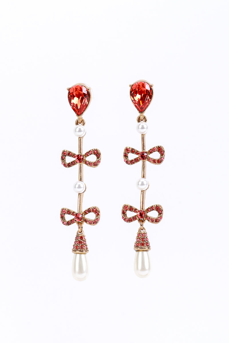 Vintage Oscar de la Renta Crystal Bows & Pearl Drop Earrings @RECESS LA