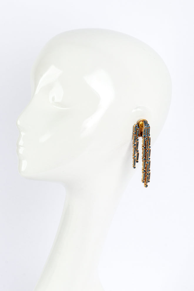 Vintage Oscar de la Renta Egyptian Revival Fringe Earrings worn @RECESS LA
