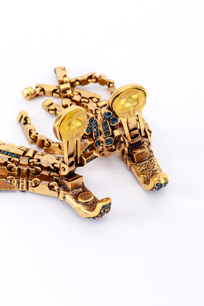 Vintage Oscar de la Renta Egyptian Revival Fringe Earrings clips @RECESS LA
