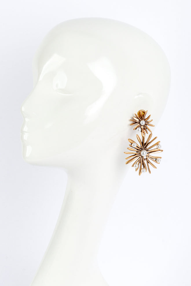 Vintage Oscar de la Renta Golden Sunburst Drop Earrings worn @RECESS LA