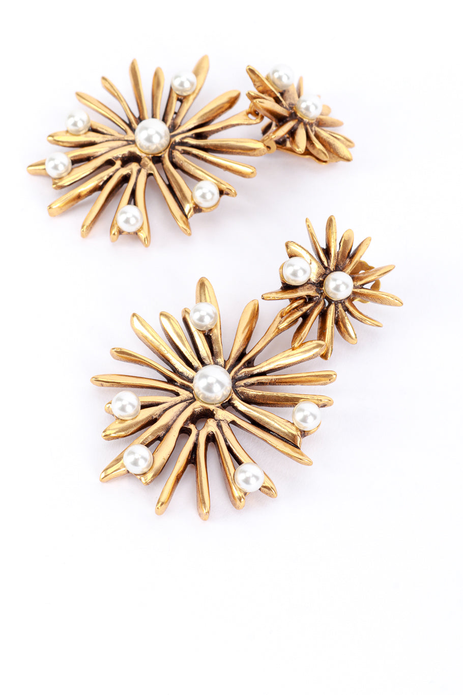 Vintage Oscar de la Renta Golden Sunburst Drop Earrings detail @RECESS LA