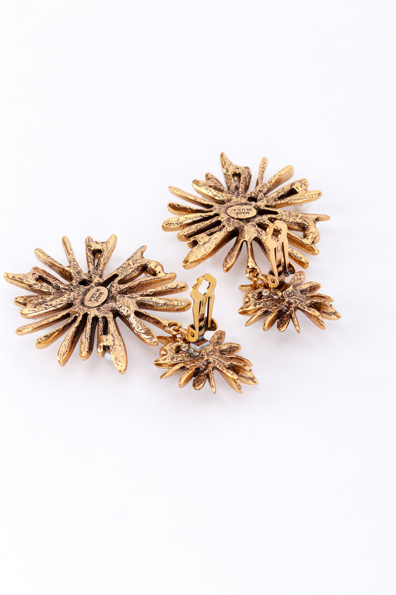 Vintage Oscar de la Renta Golden Sunburst Drop Earrings clips @RECESS LA