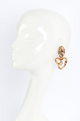 Vintage Oscar de la Renta Wavy Heart Drop Earrings on mannequin @recess la