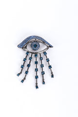 Vintage Oscar de la Renta Blue Rhinestone Bursting Eye Brooch front @recess la