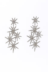 Vintage Oscar de la Renta Rhinestone Starburst Cluster Drop Earrings front @recess la