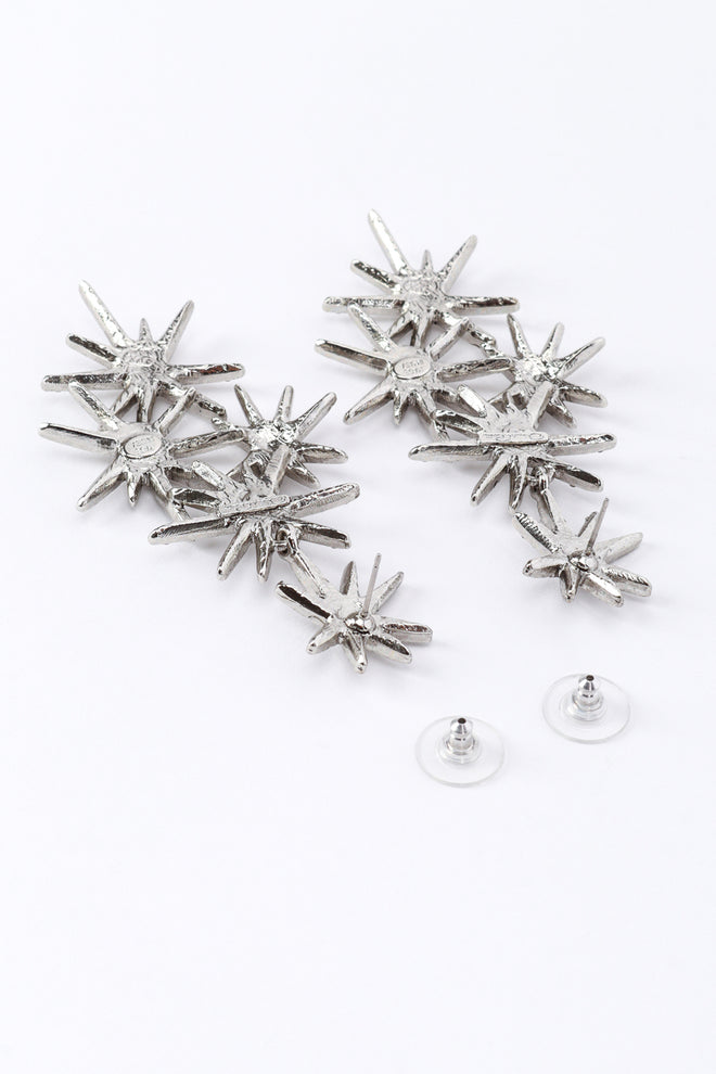 Vintage Oscar de la Renta Rhinestone Starburst Cluster Drop Earrings back post @recess la