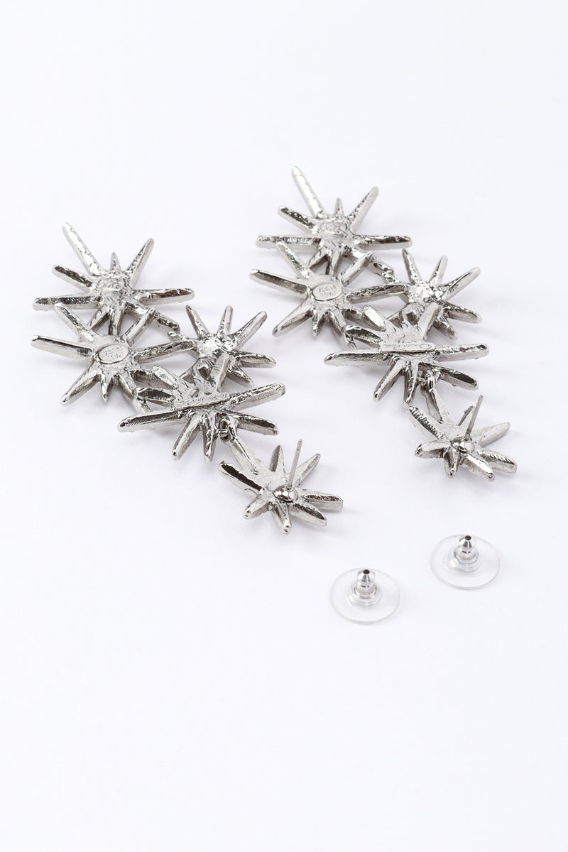 Vintage Oscar de la Renta Rhinestone Starburst Cluster Drop Earrings back post @recess la