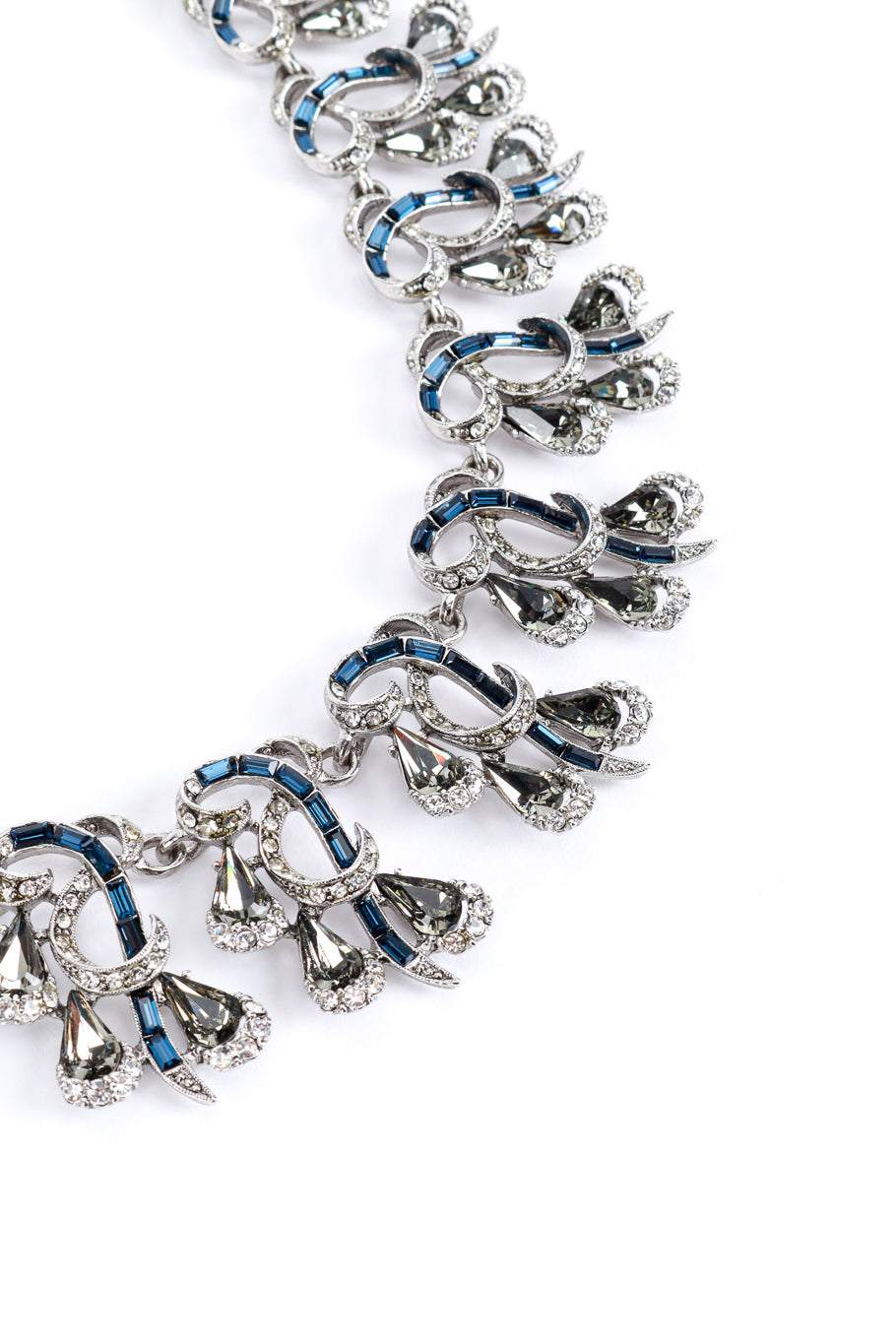 Vintage Oscar de la Renta Crystal Flourish Link Necklace detail @recess la