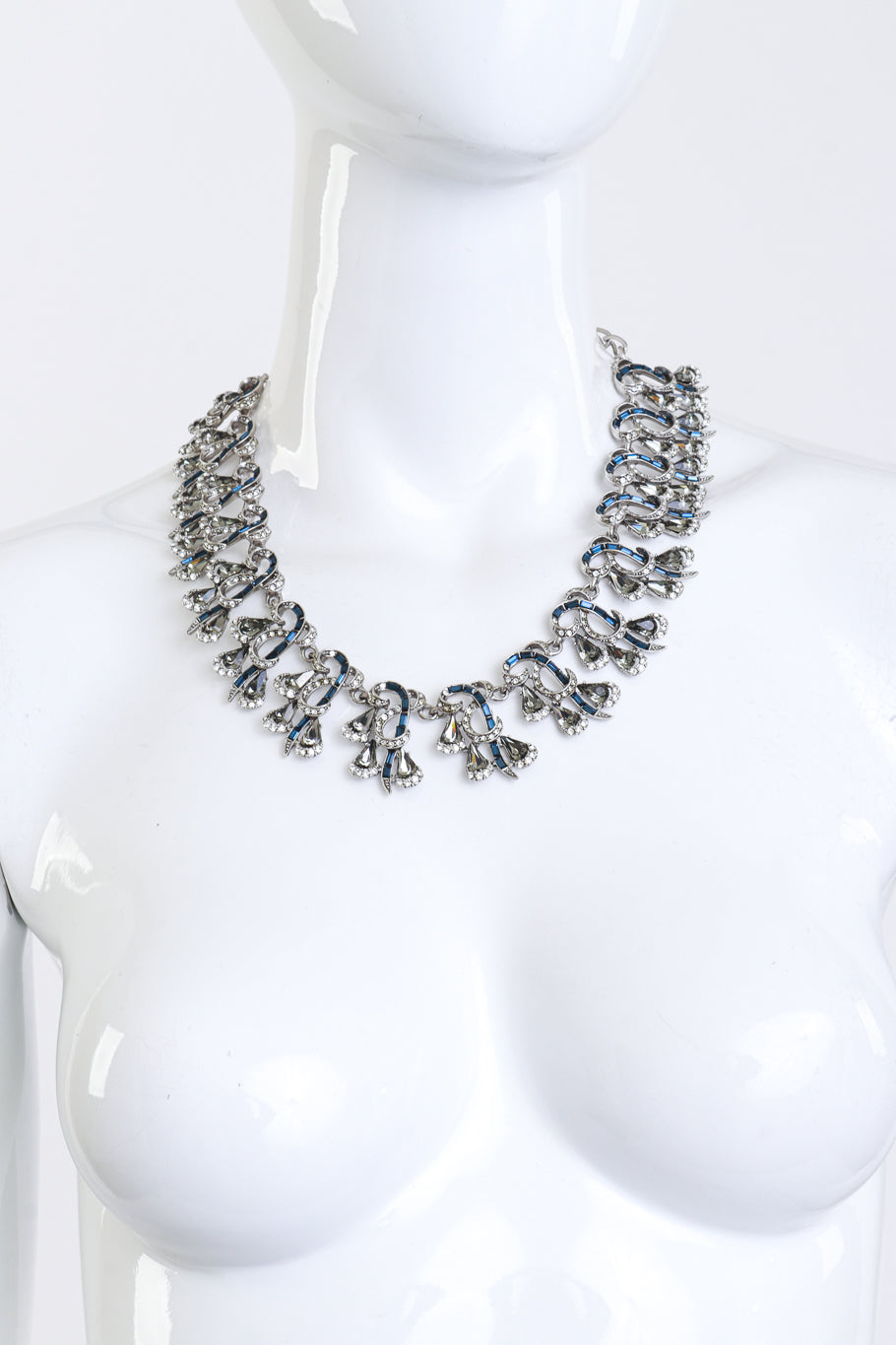 Vintage Oscar de la Renta Crystal Flourish Link Necklace on mannequin @recess la