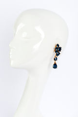 Vintage Oscar de la Renta Blue Gem Cluster Drop Earrings on mannequin @recess la