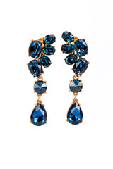 Vintage Oscar de la Renta Blue Gem Cluster Drop Earrings front @recess la