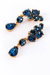 Vintage Oscar de la Renta Blue Gem Cluster Drop Earrings detail @recess la