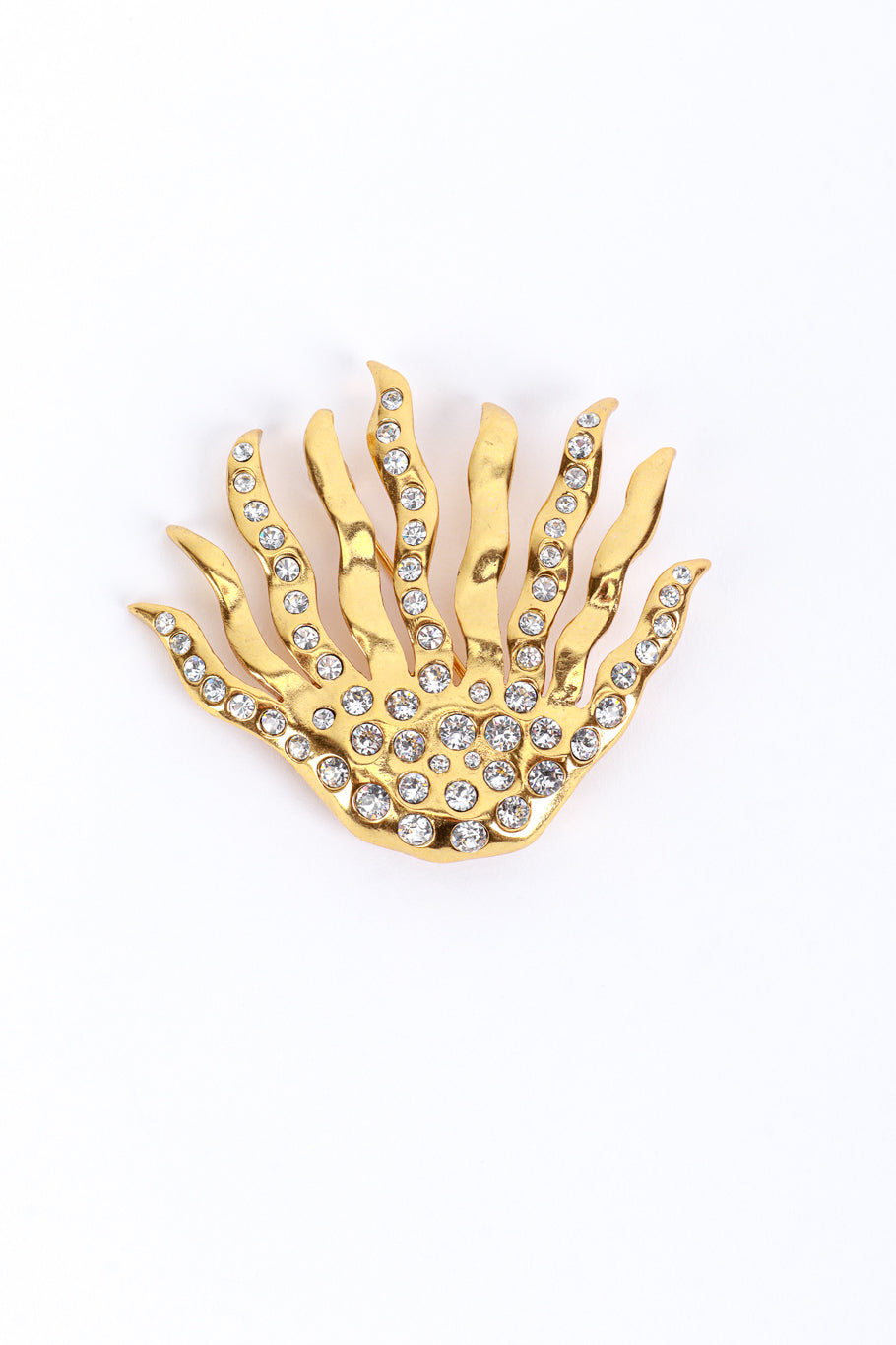 Vintage Oscar de la Renta Abstract Palm Crystal Brooch front @recess la