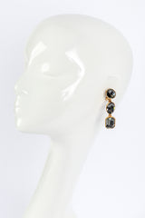 Vintage Oscar de la Renta Smoky Crystal Link Drop Earrings on mannequin @recess la