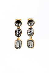 Vintage Oscar de la Renta Smoky Crystal Link Drop Earrings front @recess la