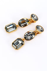 Vintage Oscar de la Renta Smoky Crystal Link Drop Earrings detail @recess la