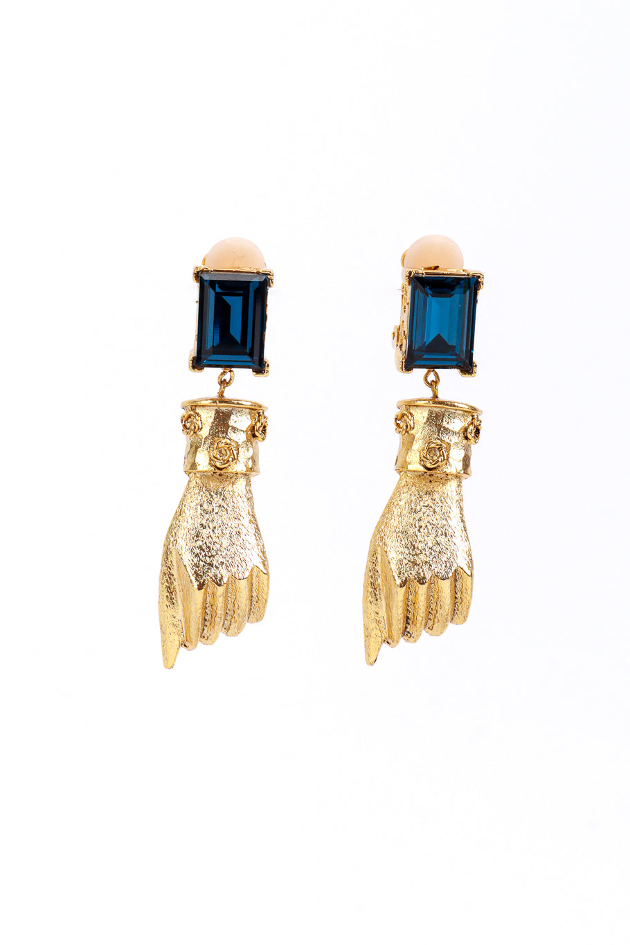 Vintage Oscar de la Renta Victoriana Hand & Gem Drop Earrings front @recess la