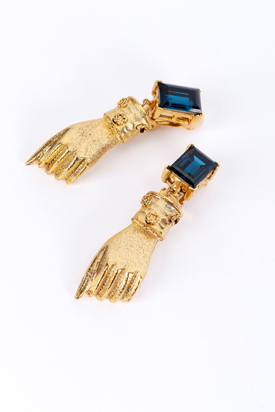 Vintage Oscar de la Renta Victoriana Hand & Gem Drop Earrings detail @recess la