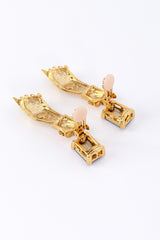 Vintage Oscar de la Renta Victoriana Hand & Gem Drop Earrings back clips open @recess la