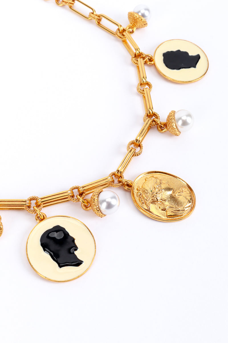 Vintage Oscar de la Renta Cameo & Pearl Bauble Charm Necklace detail @recess la