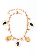 Vintage Oscar de la Renta Cameo & Pearl Bauble Charm Necklace front @recess la