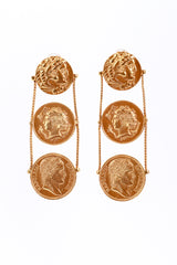 Vintage Oscar de la Renta Tethered Roman Coin Drop Earrings front @recess la