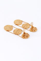 Vintage Oscar de la Renta Tethered Roman Coin Drop Earrings back clips open @recess la