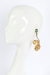 Vintage Oscar de la Renta Falling Leaf Crystal Earrings on mannequin @recess la