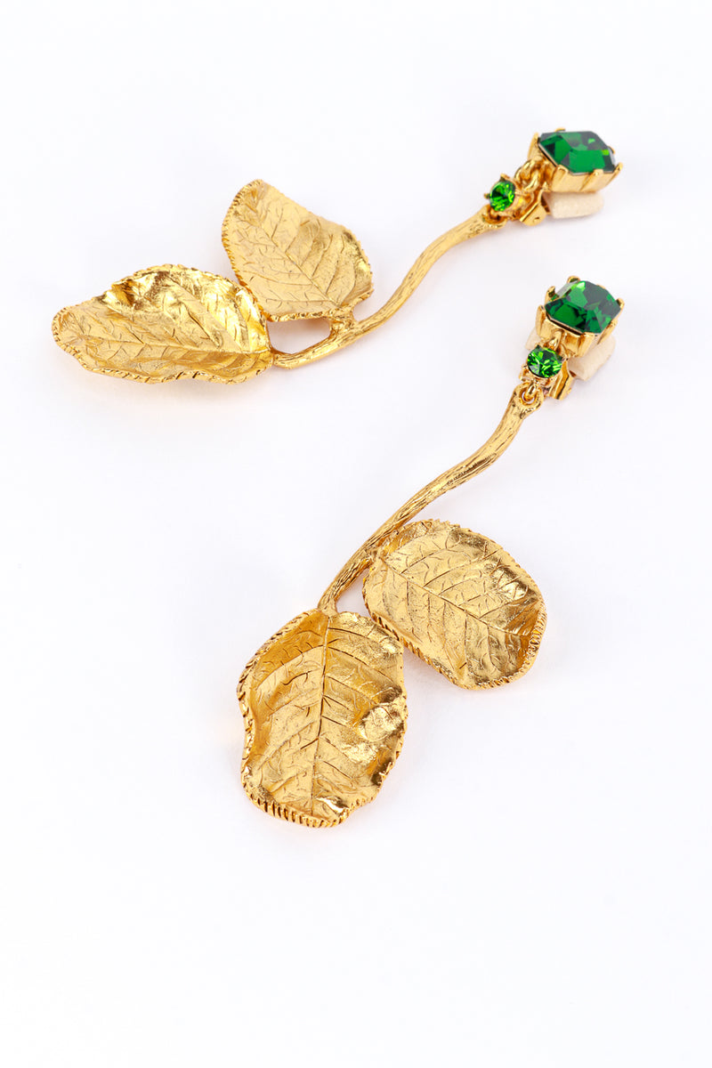 Vintage Oscar de la Renta Falling Leaf Crystal Earrings detail @recess la