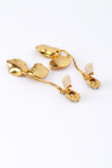 Vintage Oscar de la Renta Falling Leaf Crystal Earrings back clips open @recess la