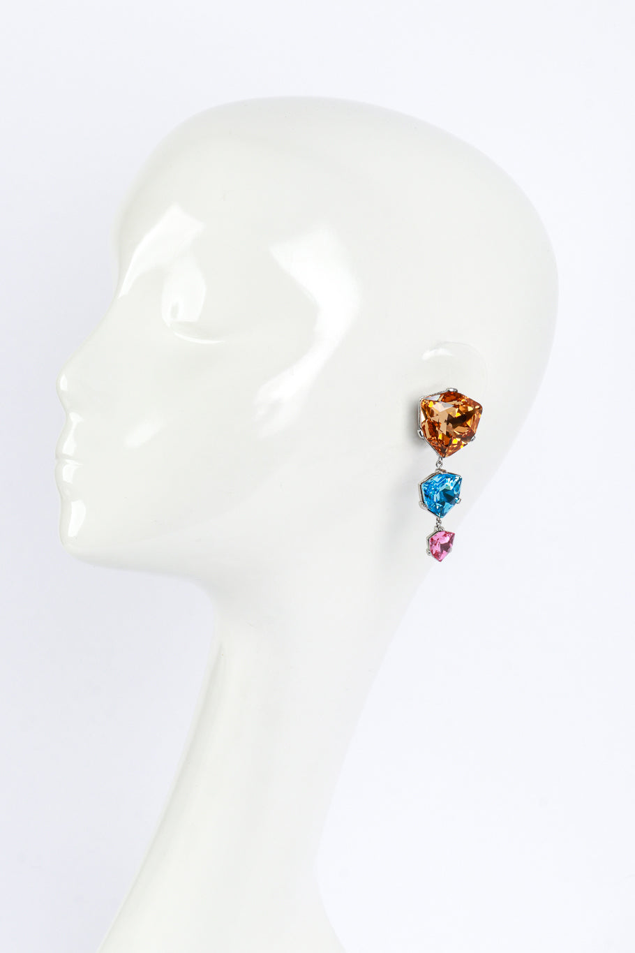 Vintage Oscar de la Renta Color Block Gem Drop Earrings on mannequin @recess la