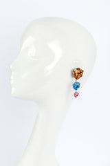 Vintage Oscar de la Renta Color Block Gem Drop Earrings on mannequin @recess la