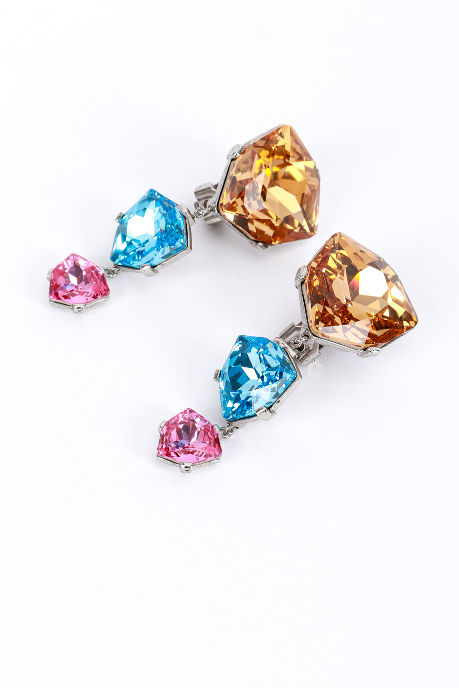 Vintage Oscar de la Renta Color Block Gem Drop Earrings detail @recess la