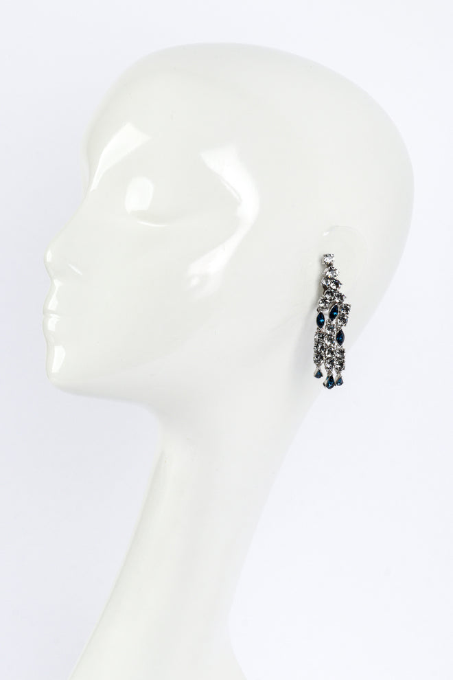 Vintage Oscar de la Renta Crystal Fringe Ear Climber Earrings on mannequin @recess la
