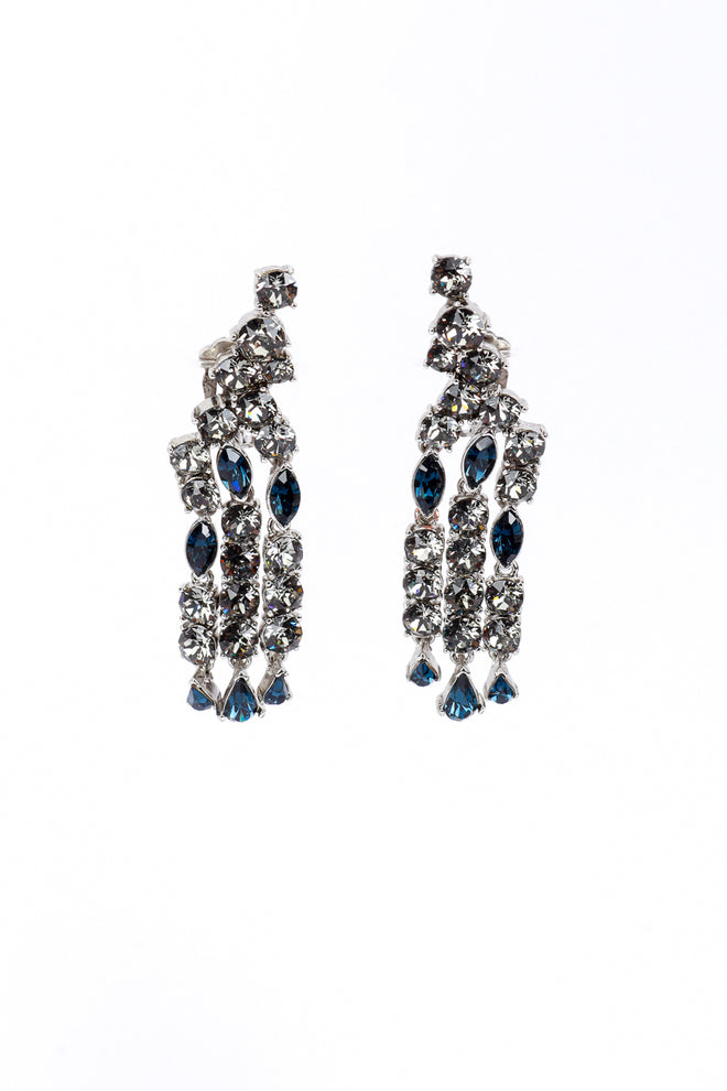 Vintage Oscar de la Renta Crystal Fringe Ear Climber Earrings front @recess la