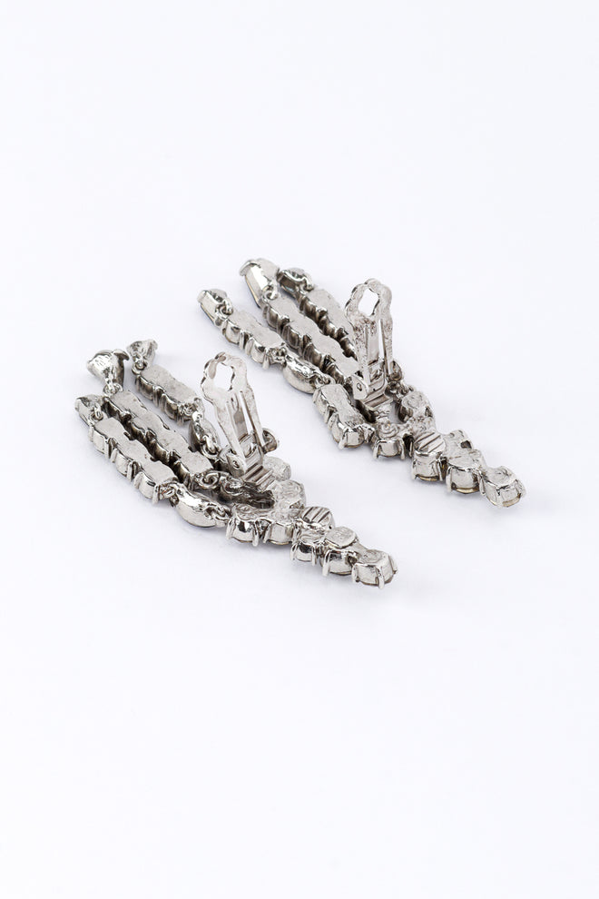 Vintage Oscar de la Renta Crystal Fringe Ear Climber Earrings back clips open @recess la