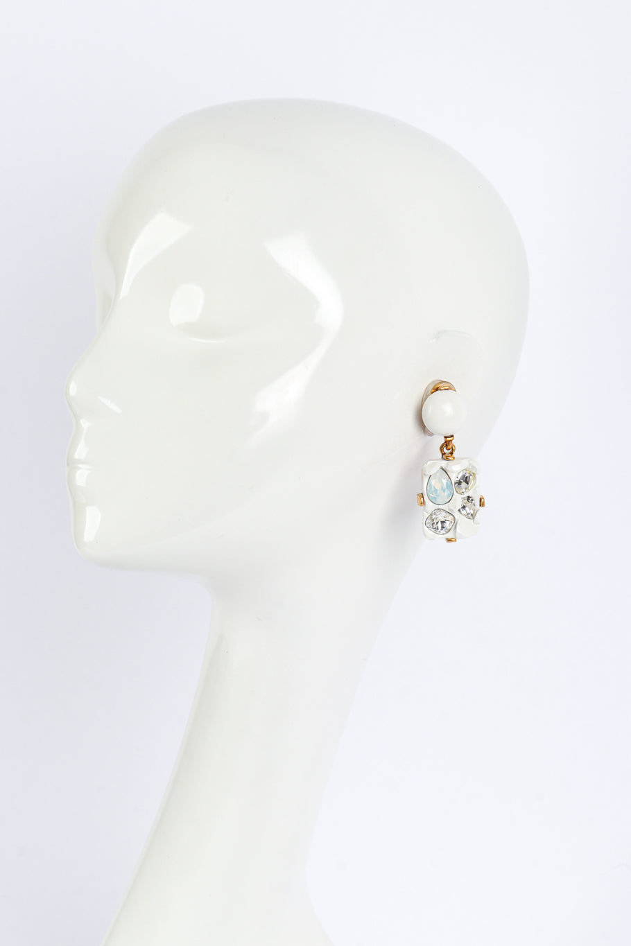 Vintage Oscar de la Renta Geo Crystal Nugget Drop Earrings on mannequin @recess la