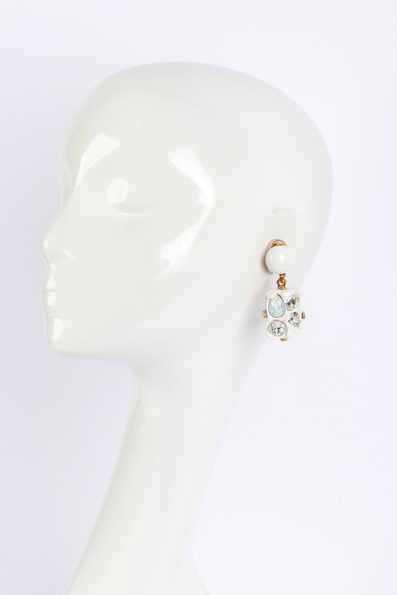 Vintage Oscar de la Renta Geo Crystal Nugget Drop Earrings on mannequin @recess la