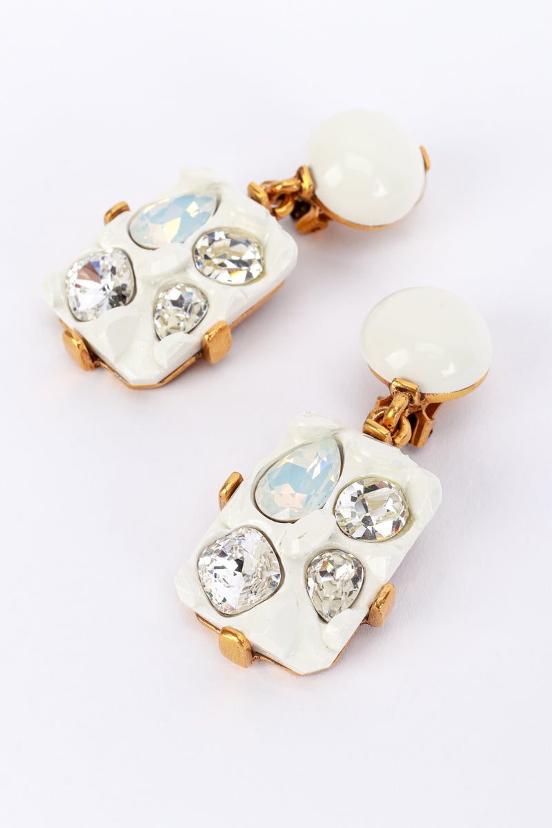 Vintage Oscar de la Renta Geo Crystal Nugget Drop Earrings detail @recess la