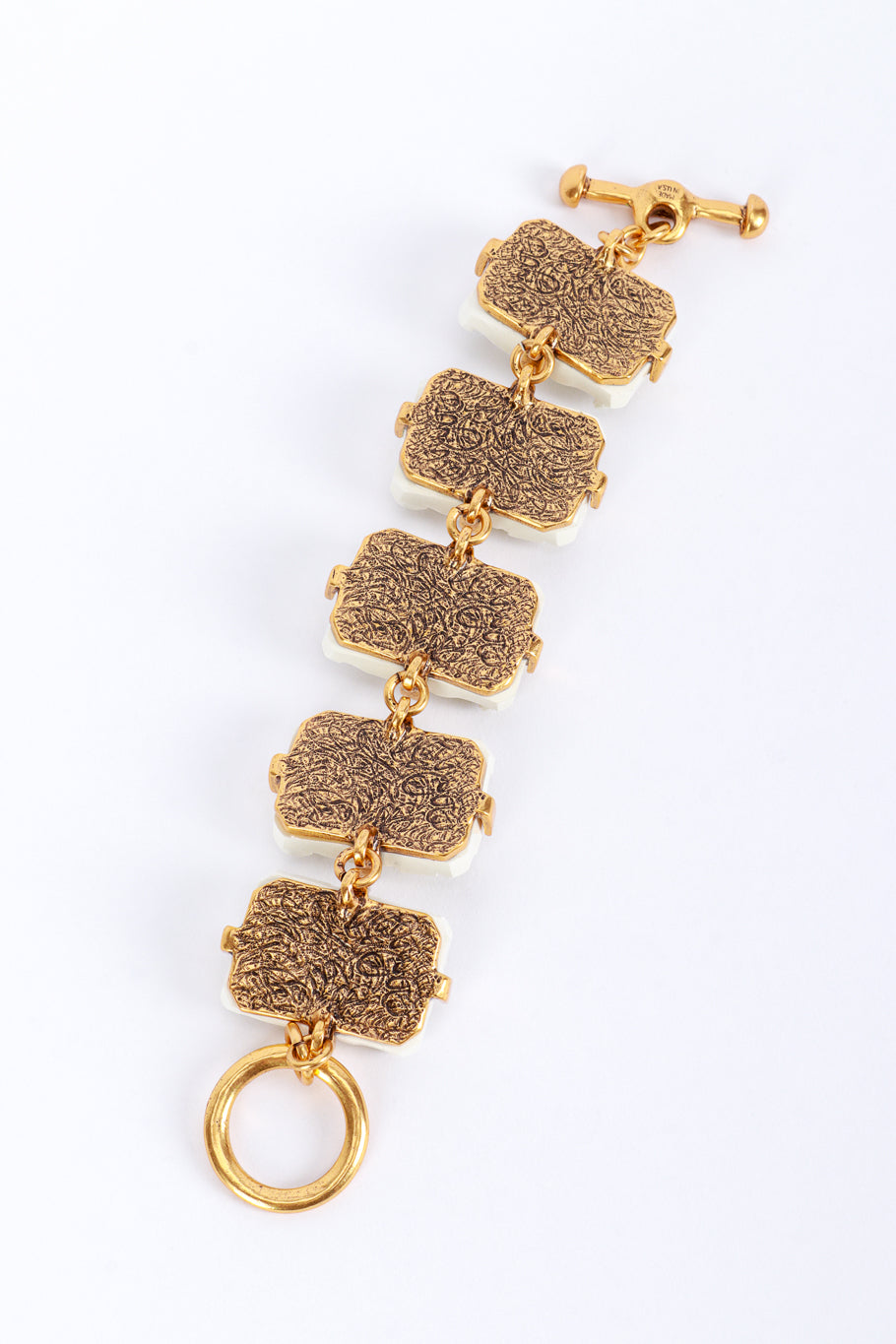 Vintage Oscar de la Renta Geo Crystal Nugget Link Bracelet back extended @recess la