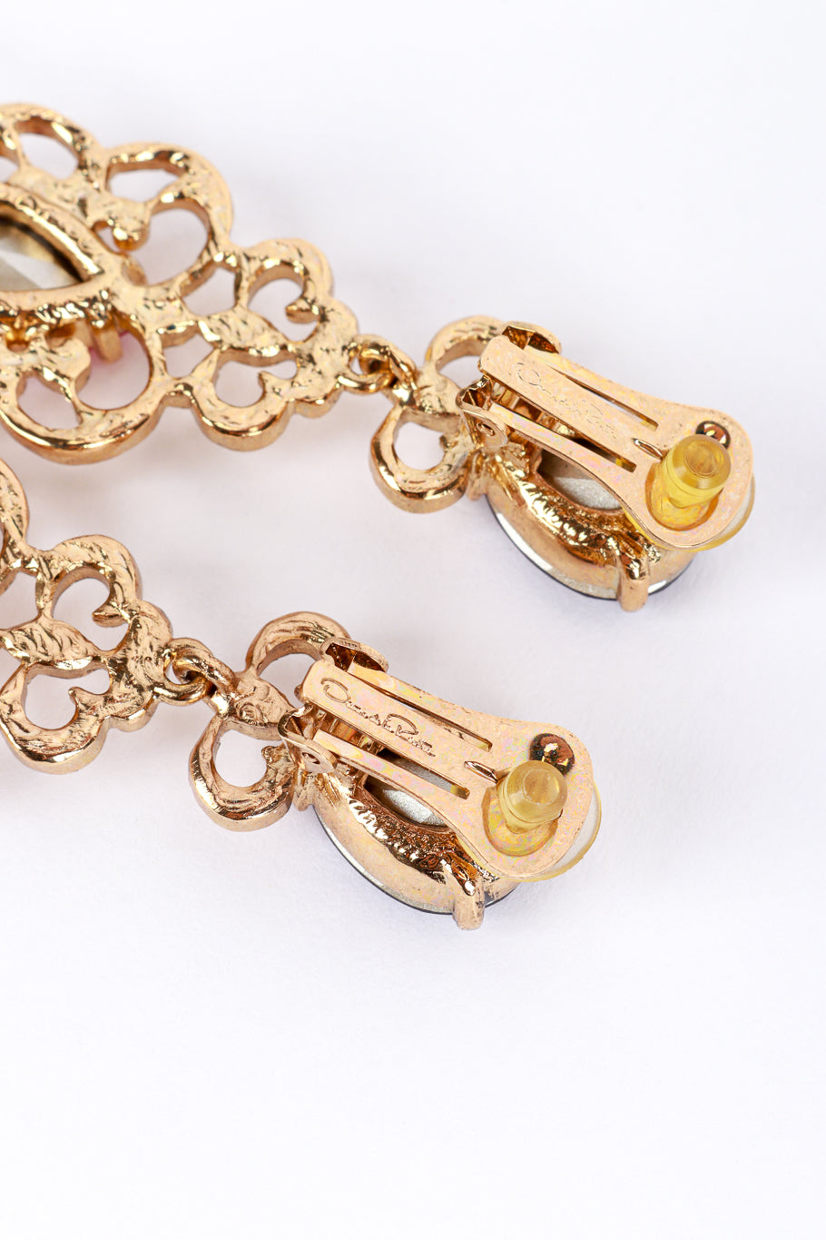 Vintage Oscar de la Renta Crystal Filigree Drop Earrings signature @recess la