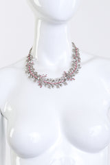 Vintage Oscar de la Renta Crystal & Pearl Floral Collar Necklace on mannequin @recess la