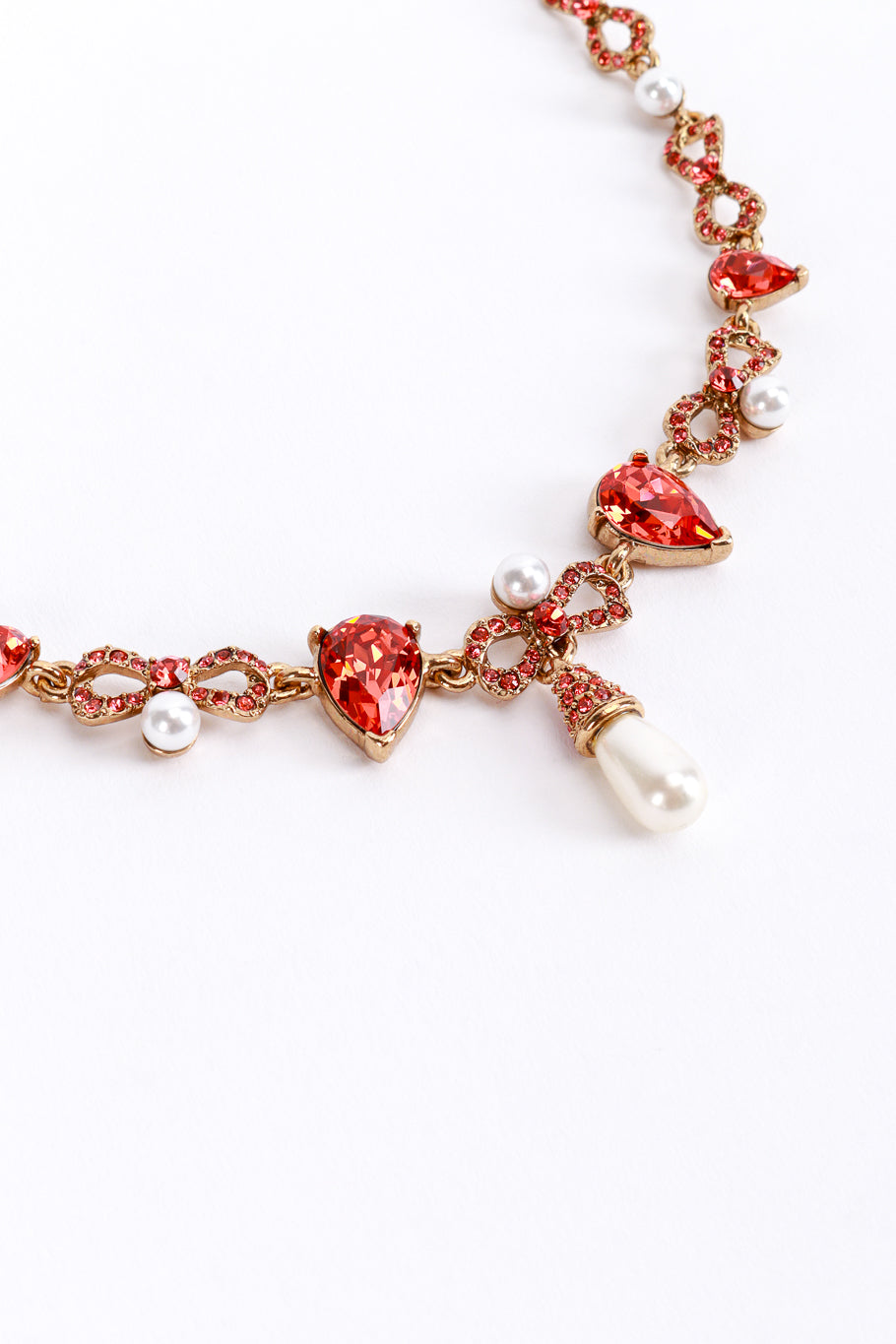 Vintage Oscar de la Renta Dainty Crystal Bow Choker Collar Necklace detail @recess la