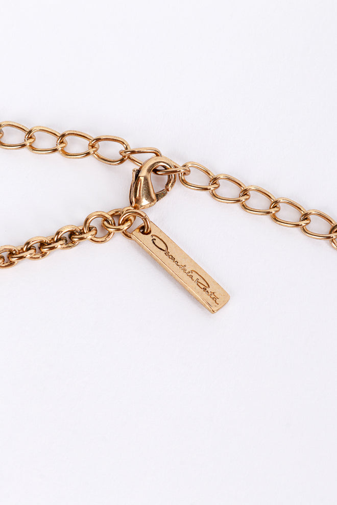 Vintage Oscar de la Renta Dainty Crystal Bow Choker Collar Necklace signature hang tag @recess la