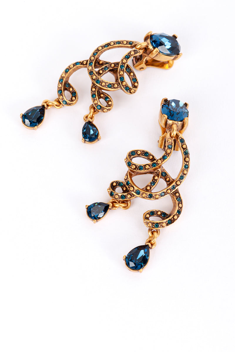 Vintage Oscar de la Renta Crystal Swirl Drop Earrings detail @recess la