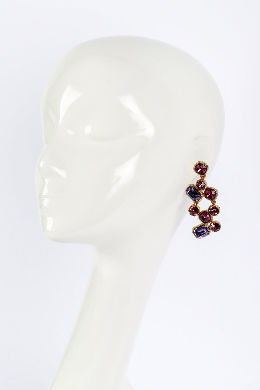 Vintage Oscar de la Renta Geo Gems Link Drop Earrings on mannequin @recess la