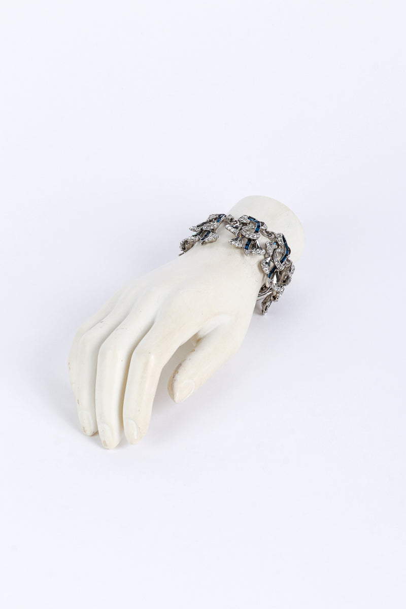 Vintage Oscar de la Renta Crystal Flourish Link Bracelet on mannequin hand @recess la